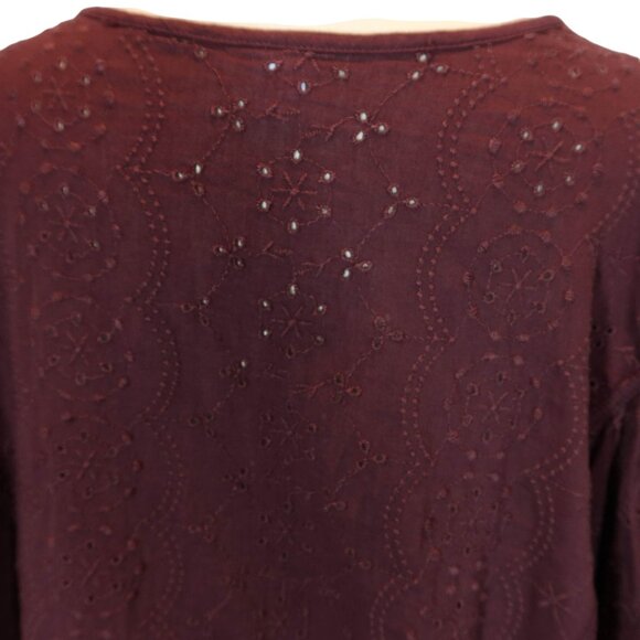 OLD NAVY Oversized Embroidered Eyelet Peasant Top Size 3X NWT Reddish Brown - Picture 7 of 9